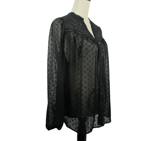 Torrid Black Chiffon Clip Dot With Contrasting Eyelet Top 1X Flirty Whimsigoth - Picture 4 of 8